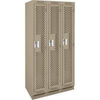 Clean Line Lockers, Bank of 3, 36" x 12" x 76", Steel, Beige, Rivet (Assembled), Perforated FMT Sales Ltd