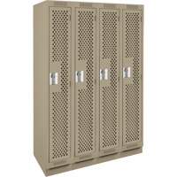 Clean Line Lockers, Bank of 4, 48" x 12" x 76", Steel, Beige, Rivet (Assembled), Perforated FMT Sales Ltd