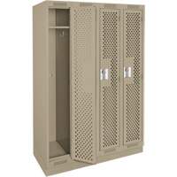 Clean Line Lockers, Bank of 4, 48" x 12" x 76", Steel, Beige, Rivet (Assembled), Perforated FMT Sales Ltd