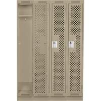 Clean Line Lockers, Bank of 4, 48" x 12" x 76", Steel, Beige, Rivet (Assembled), Perforated FMT Sales Ltd