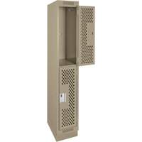 Casiers Clean Line, 2 niveaux, 12" x 15" x 76", Acier, Beige, Rivet (assembl&eacute;), Perfor&eacute; FMT Sales Ltd