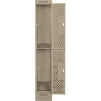 Casiers Clean Line, 2 niveaux, 12" x 15" x 76", Acier, Beige, Rivet (assembl&eacute;), Perfor&eacute; FMT Sales Ltd