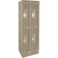 Casiers Clean Line, 2 niveaux, Bloc de 2, 24" x 12" x 76", Acier, Beige, Rivet (assembl&eacute;), Perfor&eacute; FMT Sales Ltd