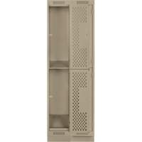 Casiers Clean Line, 2 niveaux, Bloc de 2, 24" x 12" x 76", Acier, Beige, Rivet (assembl&eacute;), Perfor&eacute; FMT Sales Ltd