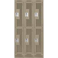 Clean Line Lockers, 2 -tier, Bank of 3, 36" x 15" x 76", Steel, Beige, Rivet (Assembled), Perforated FMT Sales Ltd