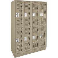 Casiers Clean Line, 2 niveaux, Bloc de 4, 48" x 15" x 76", Acier, Beige, Rivet (assembl&eacute;), Perfor&eacute; FMT Sales Ltd