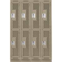 Casiers Clean Line, 2 niveaux, Bloc de 4, 48" x 15" x 76", Acier, Beige, Rivet (assembl&eacute;), Perfor&eacute; FMT Sales Ltd