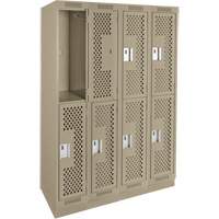 Casiers Clean Line, 2 niveaux, Bloc de 4, 48" x 15" x 76", Acier, Beige, Rivet (assembl&eacute;), Perfor&eacute; FMT Sales Ltd
