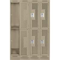 Casiers Clean Line, 2 niveaux, Bloc de 4, 48" x 15" x 76", Acier, Beige, Rivet (assembl&eacute;), Perfor&eacute; FMT Sales Ltd