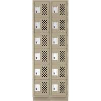 Assembled Lockerettes Clean Line Perforated Economy Lockers, 6 -tier, Bank of 2, 18" x 72" x 12", Steel FMT Sales Ltd