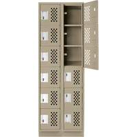 Assembled Lockerettes Clean Line Perforated Economy Lockers, 6 -tier, Bank of 2, 18" x 72" x 12", Steel FMT Sales Ltd