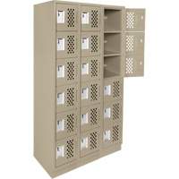 Assembled Lockerettes Clean Line Perforated Economy Lockers, 6 -tier, Bank of 3, 18" x 72" x 12", Steel FMT Sales Ltd