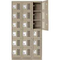 Assembled Lockerettes Clean Line Perforated Economy Lockers, 6 -tier, Bank of 3, 18" x 72" x 12", Steel FMT Sales Ltd
