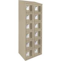 Assembled Lockerettes Clean Line Perforated Economy Lockers, 6 -tier, Bank of 2, 18" x 72" x 12", Steel FMT Sales Ltd