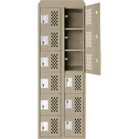 Assembled Lockerettes Clean Line Perforated Economy Lockers, 6 -tier, Bank of 2, 18" x 72" x 12", Steel FMT Sales Ltd