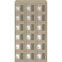 Assembled Lockerettes Clean Line Perforated Economy Lockers, 6 -tier, Bank of 3, 18" x 72" x 12", Steel FMT Sales Ltd