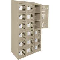 Assembled Lockerettes Clean Line Perforated Economy Lockers, 6 -tier, Bank of 3, 18" x 72" x 12", Steel FMT Sales Ltd