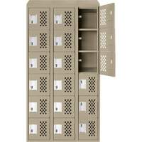 Assembled Lockerettes Clean Line Perforated Economy Lockers, 6 -tier, Bank of 3, 18" x 72" x 12", Steel FMT Sales Ltd