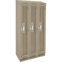 Clean Line Lockers, Bank of 3, 36" x 12" x 82", Steel, Beige, Rivet (Assembled), Perforated FMT Sales Ltd