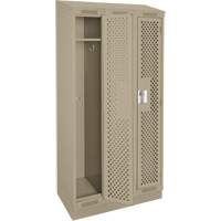 Clean Line Lockers, Bank of 3, 36" x 12" x 82", Steel, Beige, Rivet (Assembled), Perforated FMT Sales Ltd