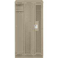 Clean Line Lockers, Bank of 3, 36" x 12" x 82", Steel, Beige, Rivet (Assembled), Perforated FMT Sales Ltd