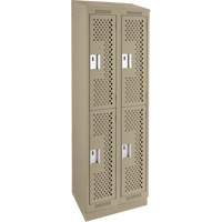 Casiers Clean Line, 2 niveaux, Bloc de 2, 24" x 18" x 82", Acier, Beige, Rivet (assembl&eacute;), Perfor&eacute; FMT Sales Ltd