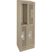 Casiers Clean Line, 2 niveaux, Bloc de 2, 24" x 18" x 82", Acier, Beige, Rivet (assembl&eacute;), Perfor&eacute; FMT Sales Ltd