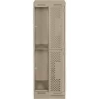 Casiers Clean Line, 2 niveaux, Bloc de 2, 24" x 18" x 82", Acier, Beige, Rivet (assembl&eacute;), Perfor&eacute; FMT Sales Ltd