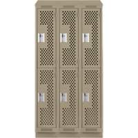 Casiers Clean Line, 2 niveaux, Bloc de 3, 36" x 12" x 82", Acier, Beige, Rivet (assembl&eacute;), Perfor&eacute; FMT Sales Ltd