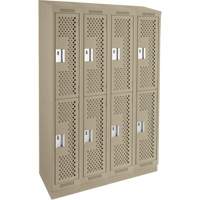 Casiers Clean Line, 2 niveaux, Bloc de 4, 48" x 12" x 82", Acier, Beige, Rivet (assembl&eacute;), Perfor&eacute; FMT Sales Ltd