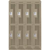 Casiers Clean Line, 2 niveaux, Bloc de 4, 48" x 12" x 82", Acier, Beige, Rivet (assembl&eacute;), Perfor&eacute; FMT Sales Ltd