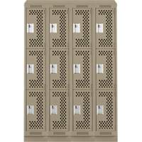 Casiers Clean Line, 3 niveaux, Bloc de 4, 48" x 18" x 82", Acier, Beige, Rivet (assembl&eacute;), Perfor&eacute; FMT Sales Ltd