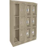 Casiers Clean Line, 3 niveaux, Bloc de 4, 48" x 18" x 82", Acier, Beige, Rivet (assembl&eacute;), Perfor&eacute; FMT Sales Ltd