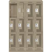 Casiers Clean Line, 3 niveaux, Bloc de 4, 48" x 18" x 82", Acier, Beige, Rivet (assembl&eacute;), Perfor&eacute; FMT Sales Ltd