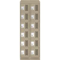 Assembled Lockerettes Clean Line Perforated Economy Lockers, 6 -tier, Bank of 2, 18" x 72" x 12", Steel FMT Sales Ltd