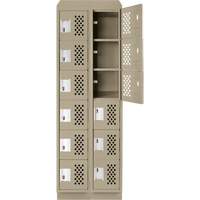 Assembled Lockerettes Clean Line Perforated Economy Lockers, 6 -tier, Bank of 2, 18" x 72" x 12", Steel FMT Sales Ltd