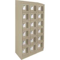 Assembled Lockerettes Clean Line Perforated Economy Lockers, 6 -tier, Bank of 3, 18" x 72" x 12", Steel FMT Sales Ltd