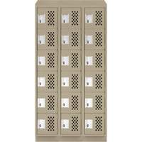 Assembled Lockerettes Clean Line Perforated Economy Lockers, 6 -tier, Bank of 3, 18" x 72" x 12", Steel FMT Sales Ltd