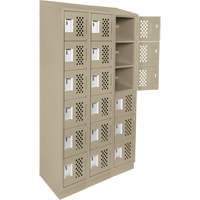Assembled Lockerettes Clean Line Perforated Economy Lockers, 6 -tier, Bank of 3, 18" x 72" x 12", Steel FMT Sales Ltd