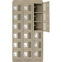 Assembled Lockerettes Clean Line Perforated Economy Lockers, 6 -tier, Bank of 3, 18" x 72" x 12", Steel FMT Sales Ltd