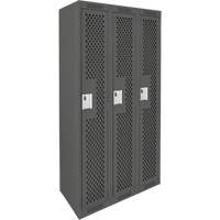 Clean Line Lockers, Bank of 3, 36" x 15" x 72", Steel, Charcoal, Rivet (Assembled), Perforated FMT Sales Ltd