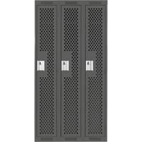 Clean Line Lockers, Bank of 3, 36" x 15" x 72", Steel, Charcoal, Rivet (Assembled), Perforated FMT Sales Ltd