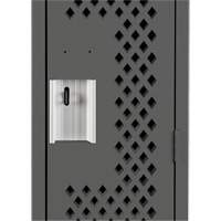 Clean Line Lockers, Bank of 3, 36" x 15" x 72", Steel, Charcoal, Rivet (Assembled), Perforated FMT Sales Ltd