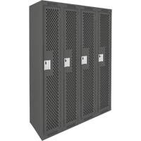 Clean Line Lockers, Bank of 4, 48" x 15" x 72", Steel, Charcoal, Rivet (Assembled), Perforated FMT Sales Ltd