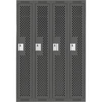 Clean Line Lockers, Bank of 4, 48" x 15" x 72", Steel, Charcoal, Rivet (Assembled), Perforated FMT Sales Ltd