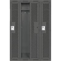 Clean Line Lockers, Bank of 4, 48" x 15" x 72", Steel, Charcoal, Rivet (Assembled), Perforated FMT Sales Ltd