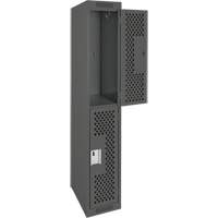 Clean Line Lockers, 2 -tier, 12" x 12" x 72", Steel, Charcoal, Rivet (Assembled), Perforated FMT Sales Ltd