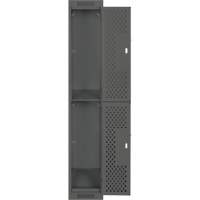 Clean Line Lockers, 2 -tier, 12" x 12" x 72", Steel, Charcoal, Rivet (Assembled), Perforated FMT Sales Ltd