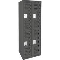 Clean Line Lockers, 2 -tier, Bank of 2, 24" x 15" x 72", Steel, Charcoal, Rivet (Assembled), Perforated FMT Sales Ltd