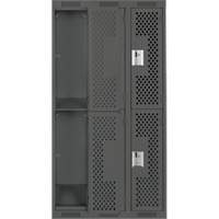 Clean Line Lockers, 2 -tier, Bank of 3, 36" x 15" x 72", Steel, Charcoal, Rivet (Assembled), Perforated FMT Sales Ltd